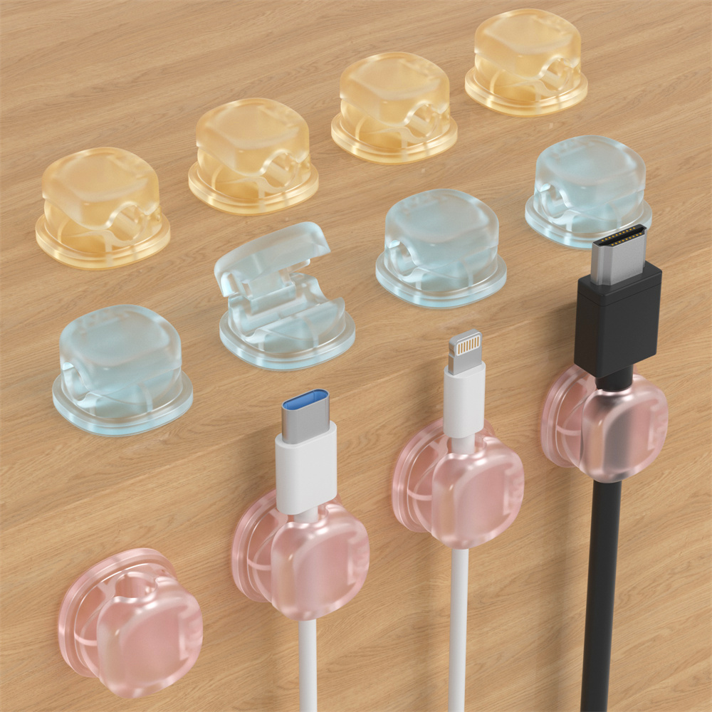 Desk Cable Organizer - 3개의 투명 컬러 자석 케이블 정리함,