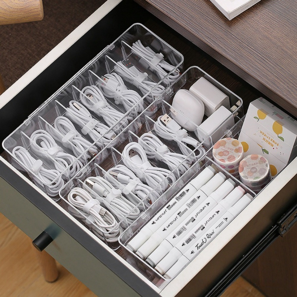 Desk Cable Organizer - 다기능 케이블 정리함, 충전기, 이어버드용 끈이