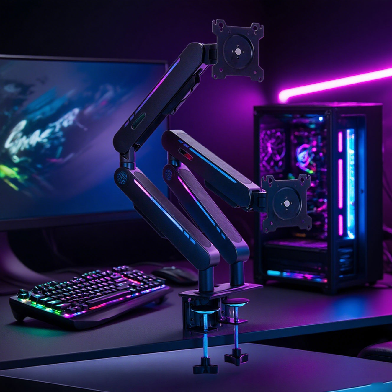 Dual Monitor Arm - 신제품 가스 스프링 데스크 마운트 스탠드,