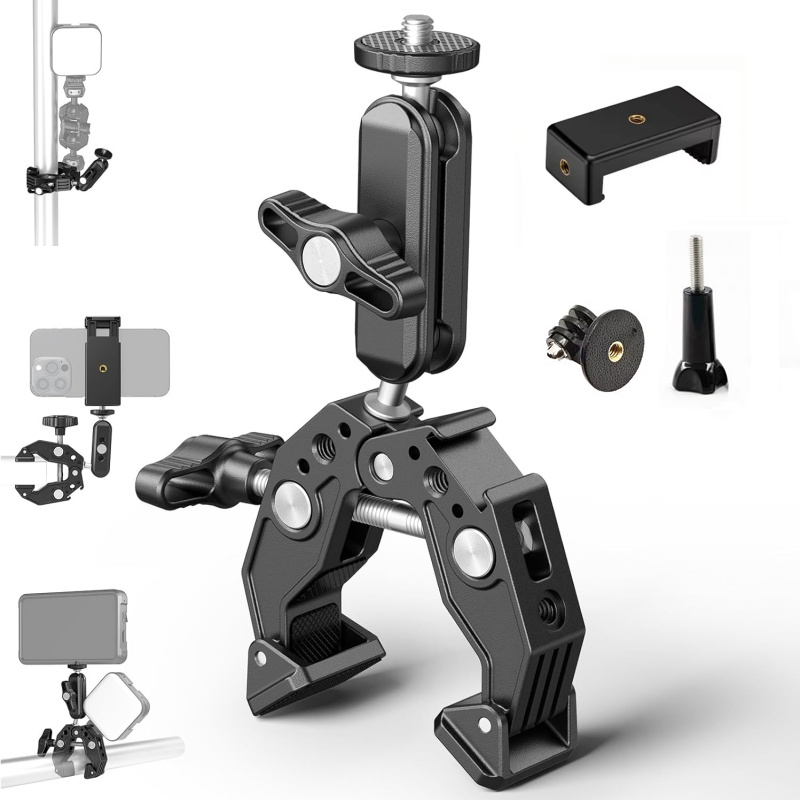 Dual Monitor Arm - 유니버설 알루미늄 슈퍼 클램프, 더블 볼
