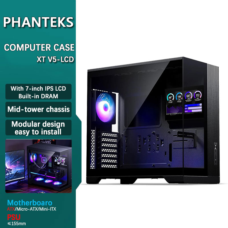 Pc Gaming Center - 팬텍스 XT V5-LCD ATX 컴퓨터 케이스: