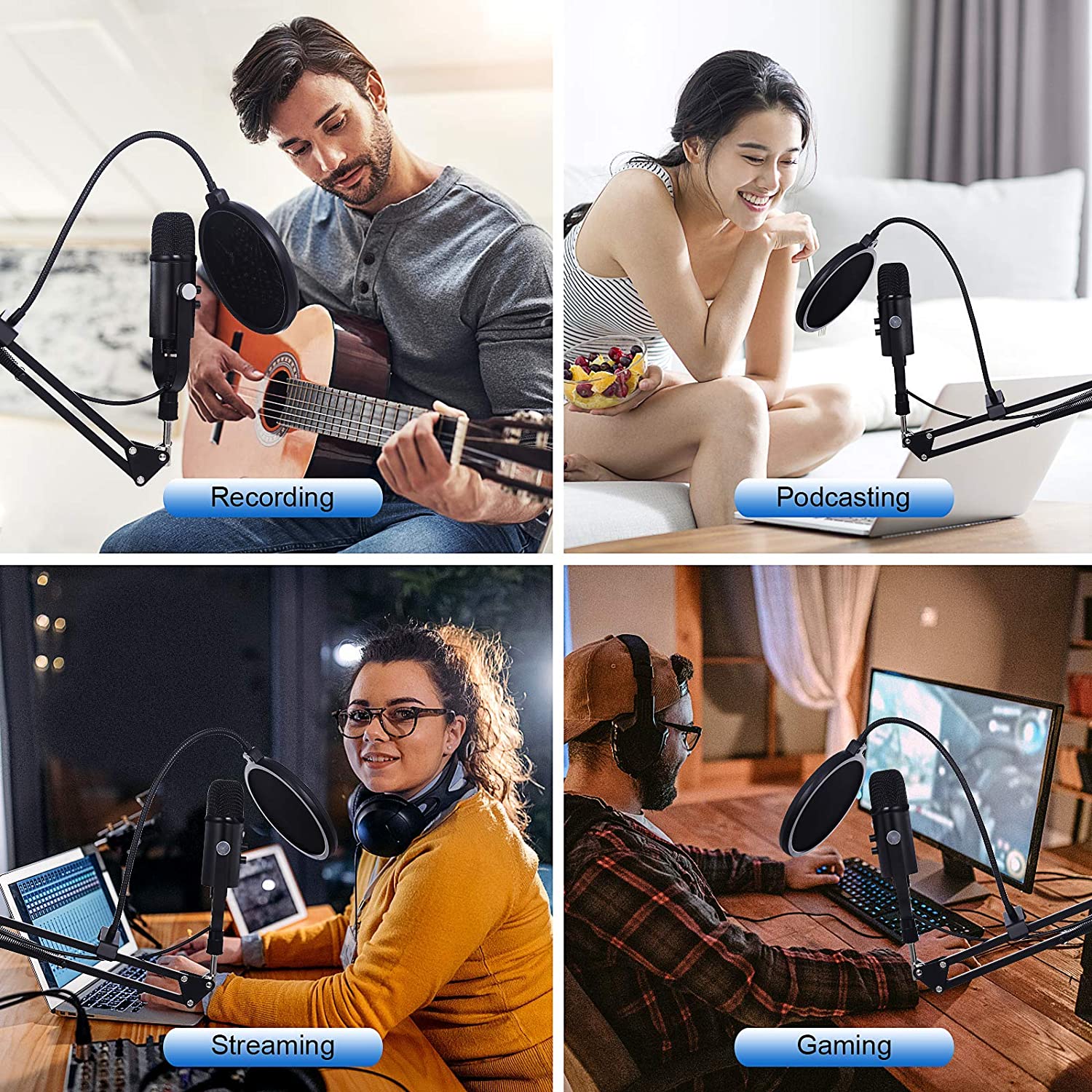 USB 콘덴서 마이크, PC 게임 팟캐스트 스트리밍 녹 - Pc Gaming Youtuber 리뷰 및 가격