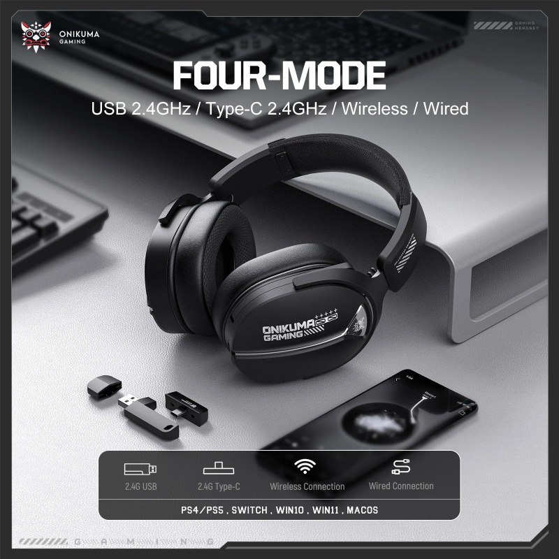 ONIKUMA GT887 무선 게이밍 헤드셋 4가지 모 - Pc Gaming Apple 리뷰 및 가격