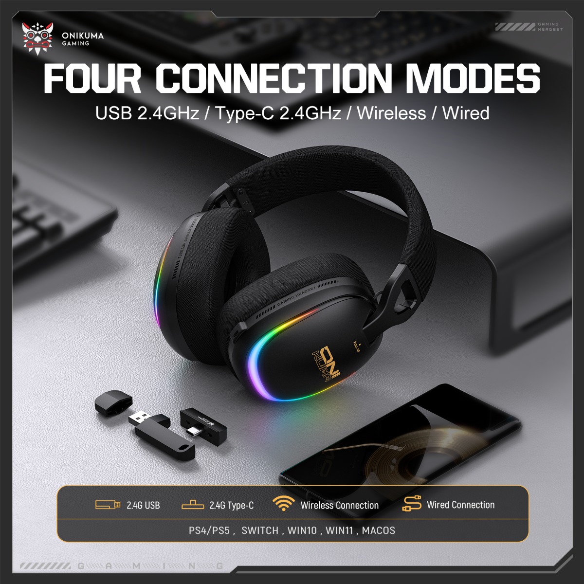 ONIKUMA GT805 게이밍 헤드셋 무선 2.4GH - Pc Gaming Apple 리뷰 및 가격