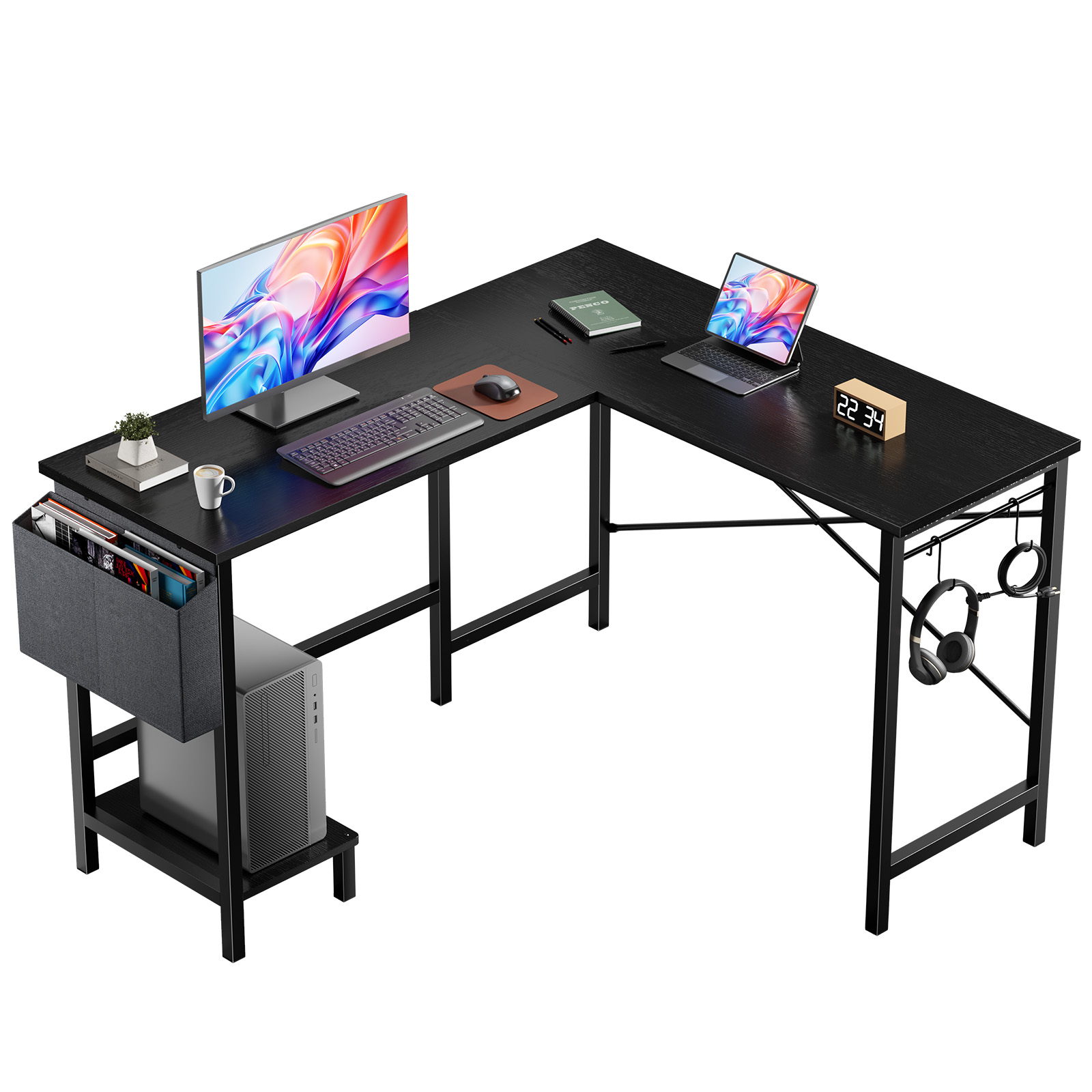 MCQ L자형 스탠딩 오피스 컴퓨터 책상, 수납 가방  - Pc Gaming Center 리뷰 및 가격