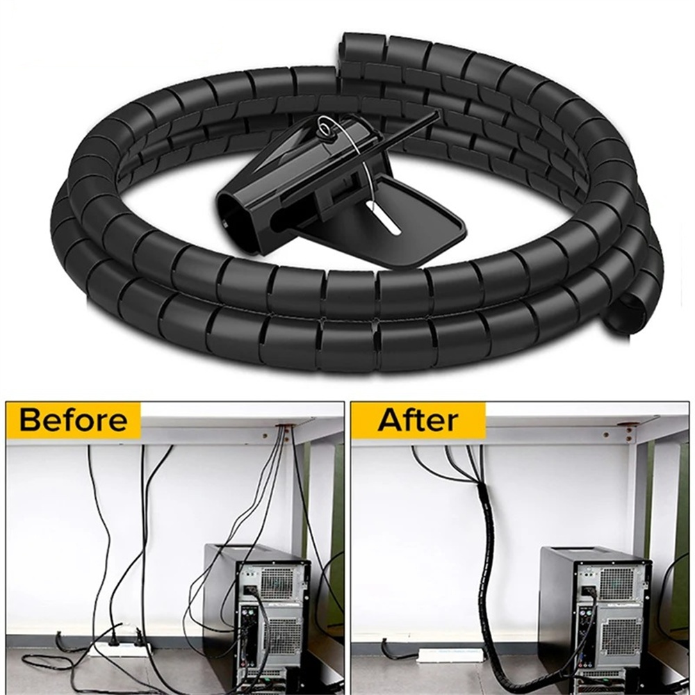 2M 플렉시블 스파이럴 케이블 정리 클립 보관 파이프  - Desk Cable Organizer 리뷰 및 가격