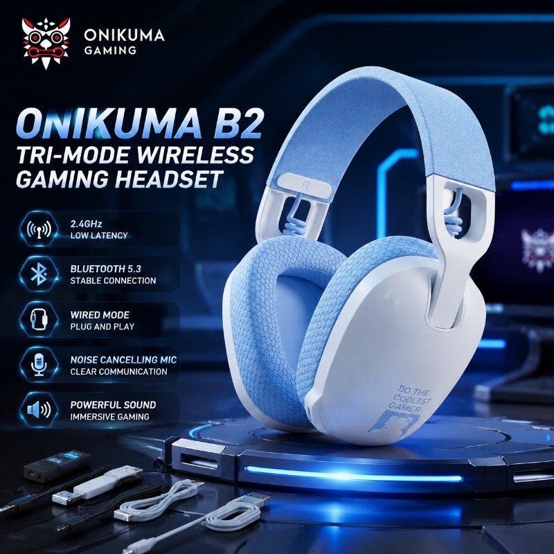 Onikuma B2 게임용 헤드폰 트라이 모드 무선 헤 - Pc Gaming Apple 리뷰 및 가격
