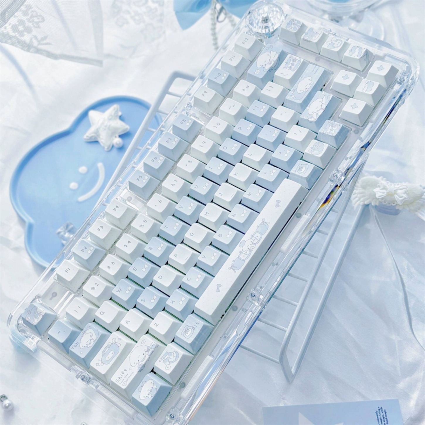 블루 핑크 도그 애플 체리 프로파일 PBT 키캡 143 - Pc Gaming Apple 리뷰 및 가격