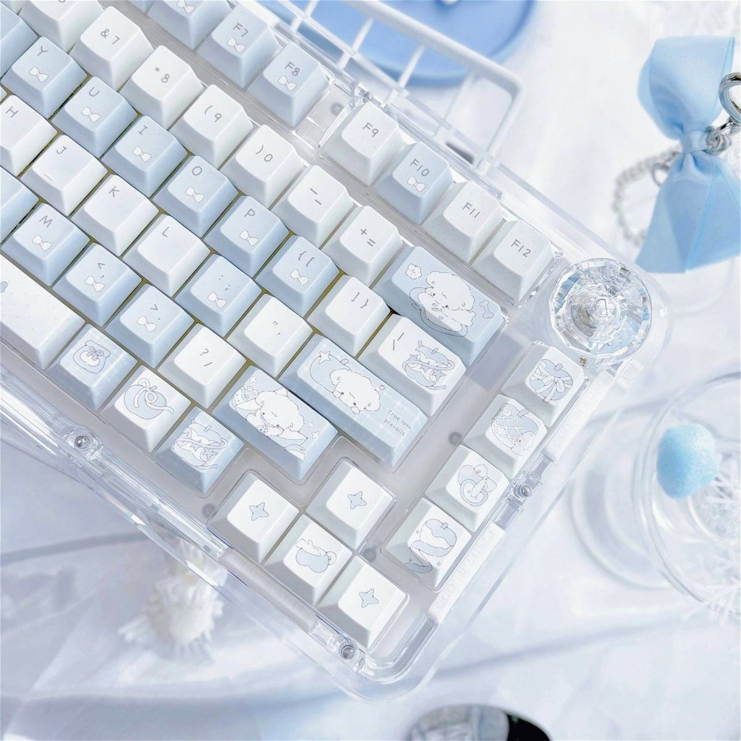블루 핑크 도그 애플 체리 프로파일 PBT 키캡 143 - Pc Gaming Apple 리뷰 및 가격